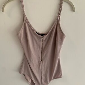 Forever 21 Dusty Pink Bodysuit with Ring Zipper